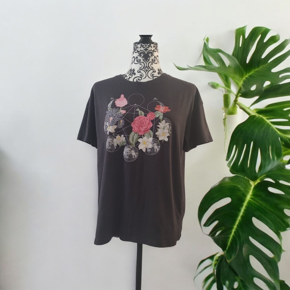Floral Graphic Black T-Shirt  **25% off 2 or more items**